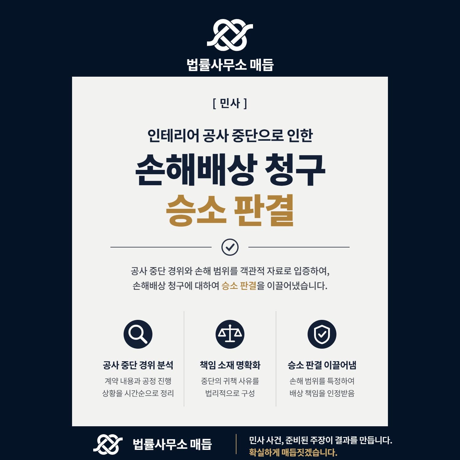 인테리어 공사 중단으로 인한 손해배상 청구 승소 판결